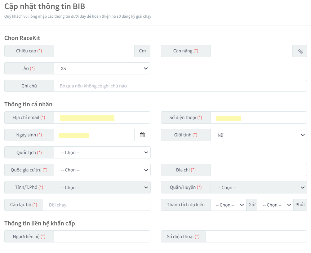 Guide to Fill Information and view BIB Number