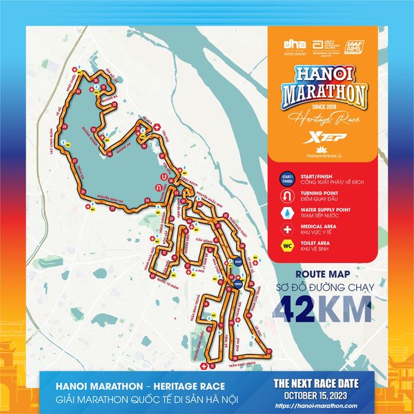 Giải Marathon Quốc tế Di sản Hà Nội 2023 công bố Sơ đồ đường chạy